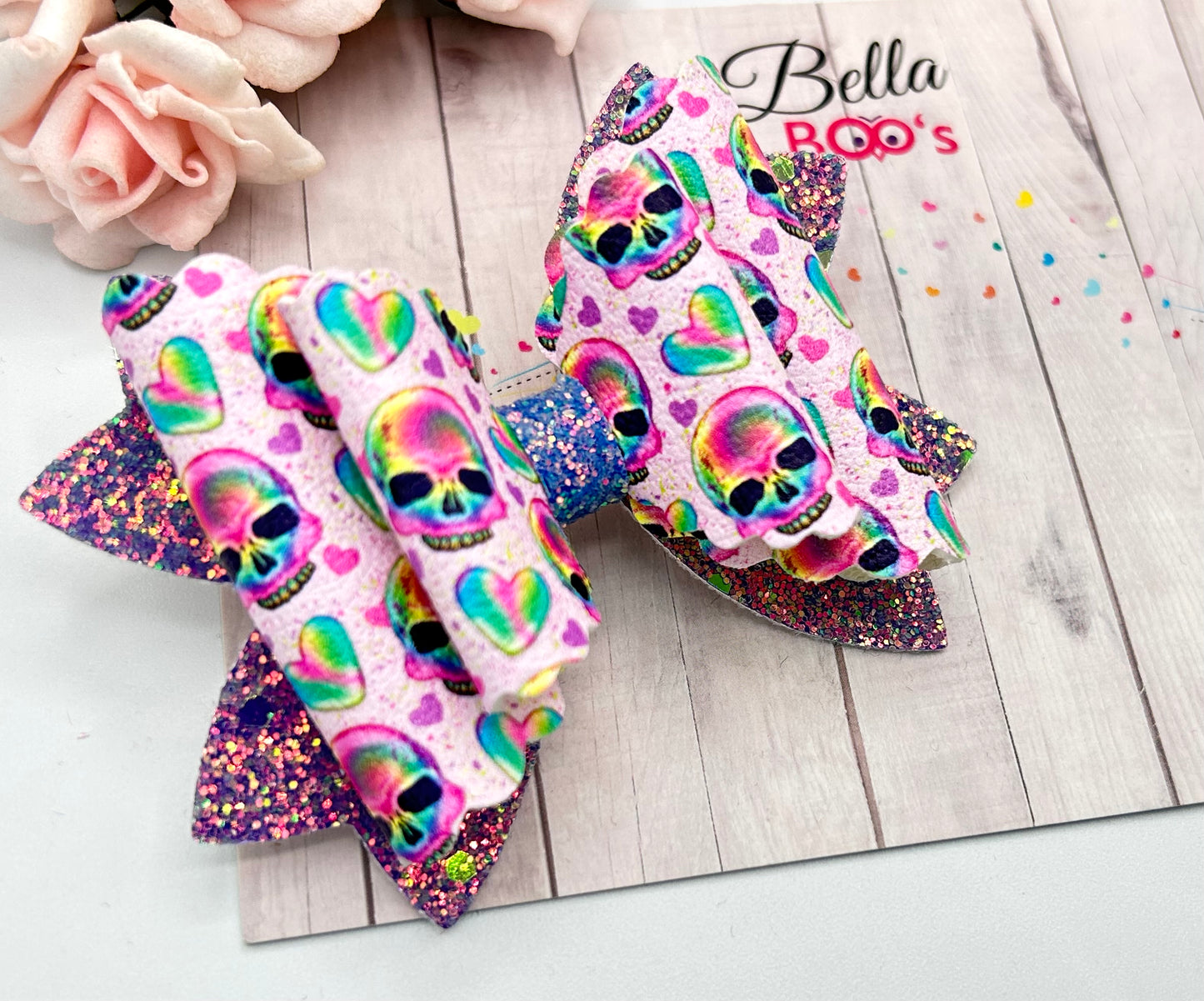 Load image into Gallery viewer, Neon Skulls Hair Bow
