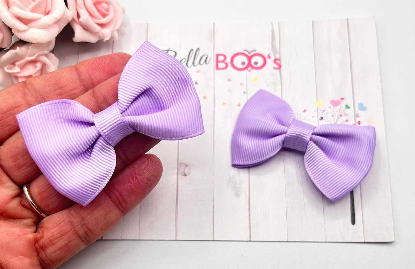 Ribbon Hair Bow Set - Lilac