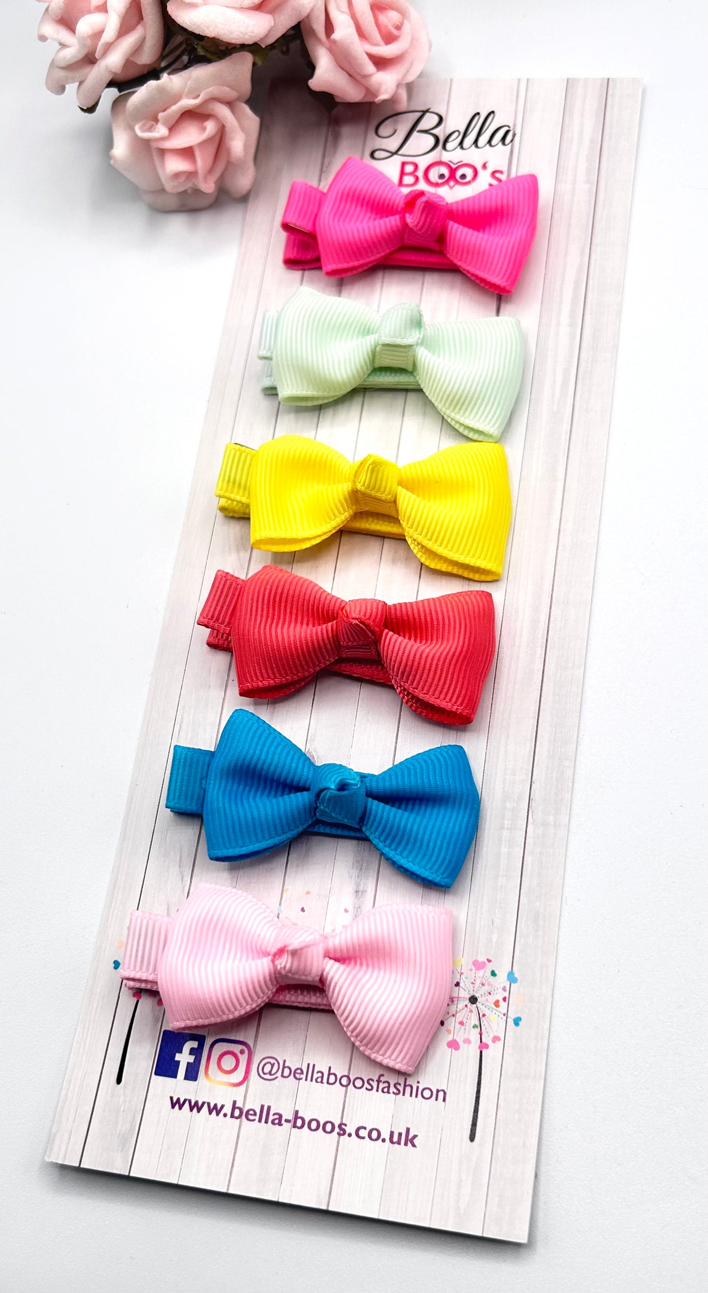 Small Ribbon Hair Bow Clip Set 0f 6 - Set 1