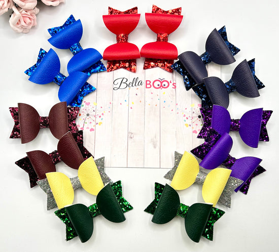 Load image into Gallery viewer, School Colours Pigtail Hair Bow Set - Select Your Colour
