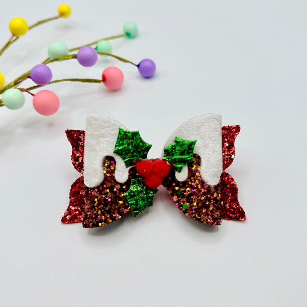 Christmas Pud Hair Bow Hair Bows