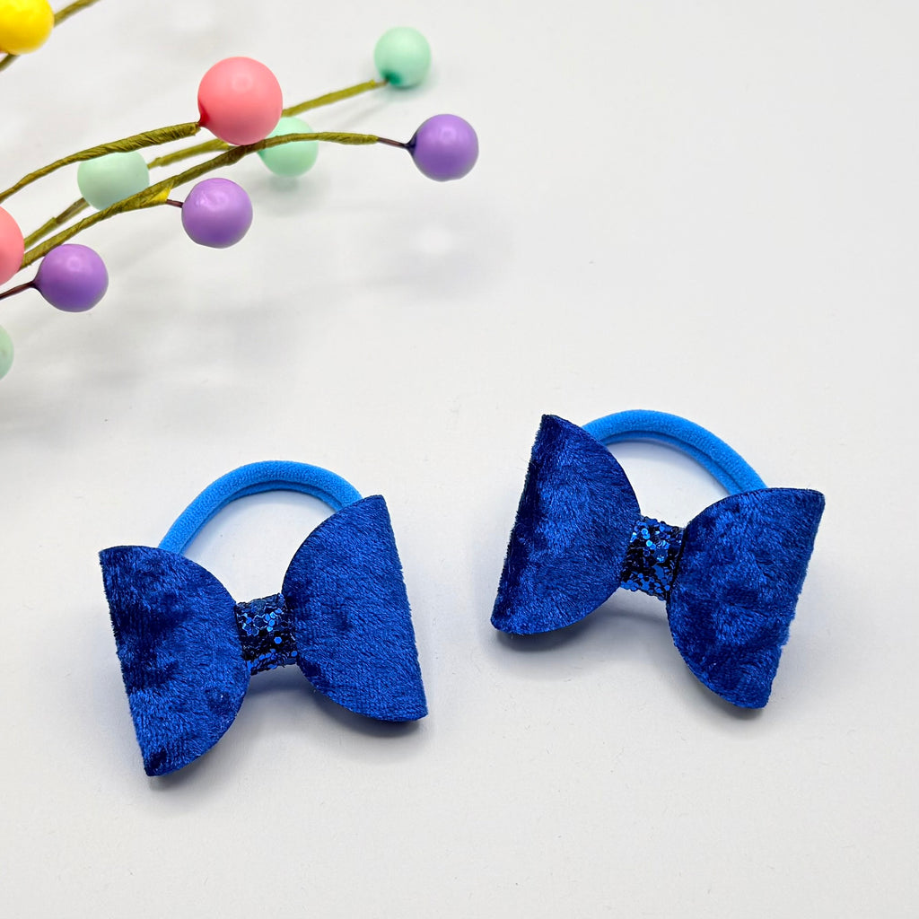 Royal Blue Velvet Bow Bobble Set Hair bobbles