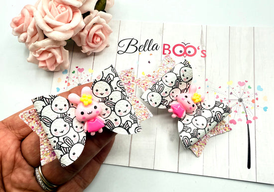 Bunny Party Pigtail Hair Bow Set