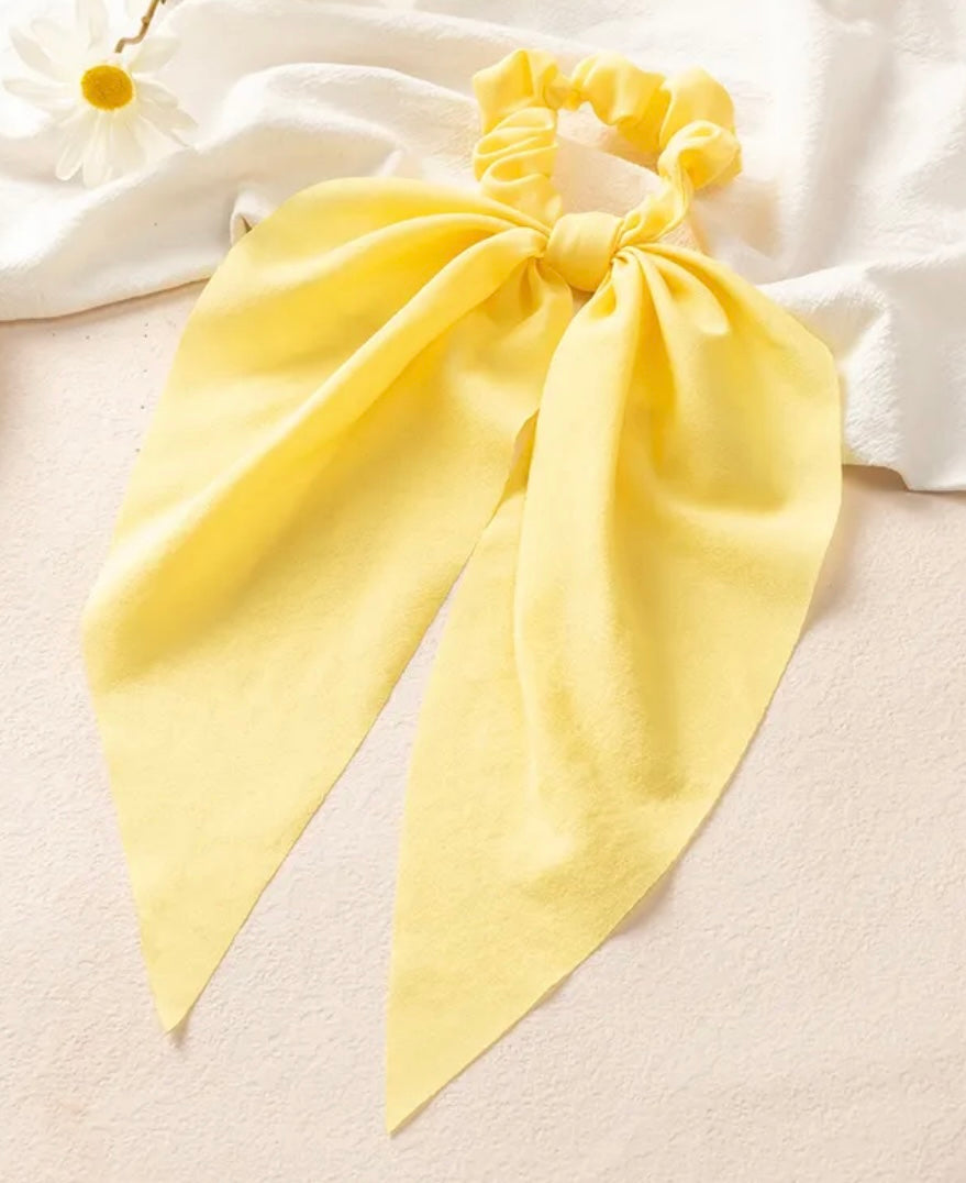 Yellow Long Tails Hair Scrunchie