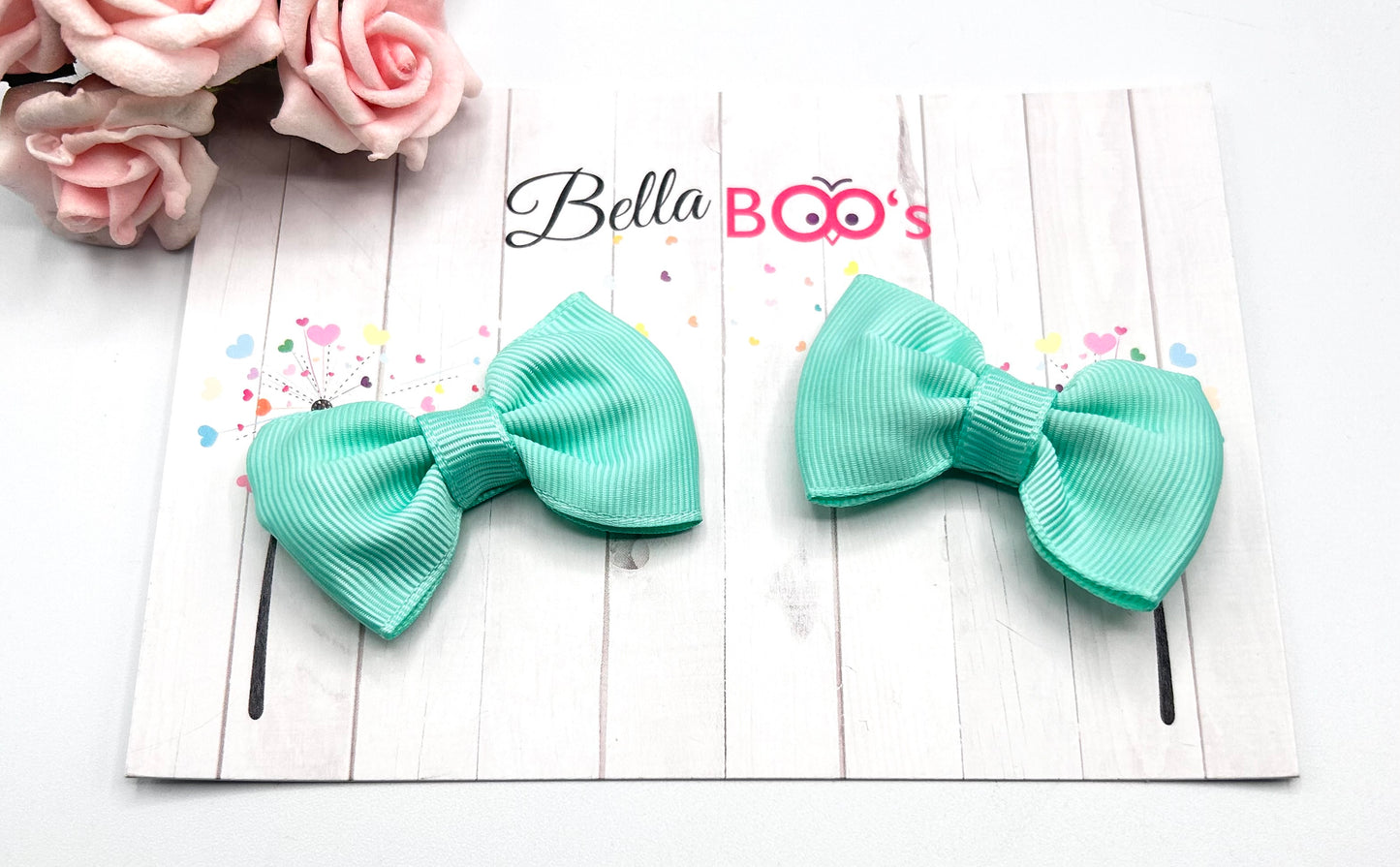 Ribbon Hair Bow Set - Sea Green