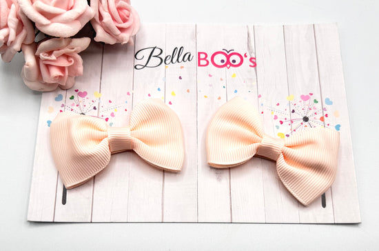 Ribbon Hair Bow Set - Peach