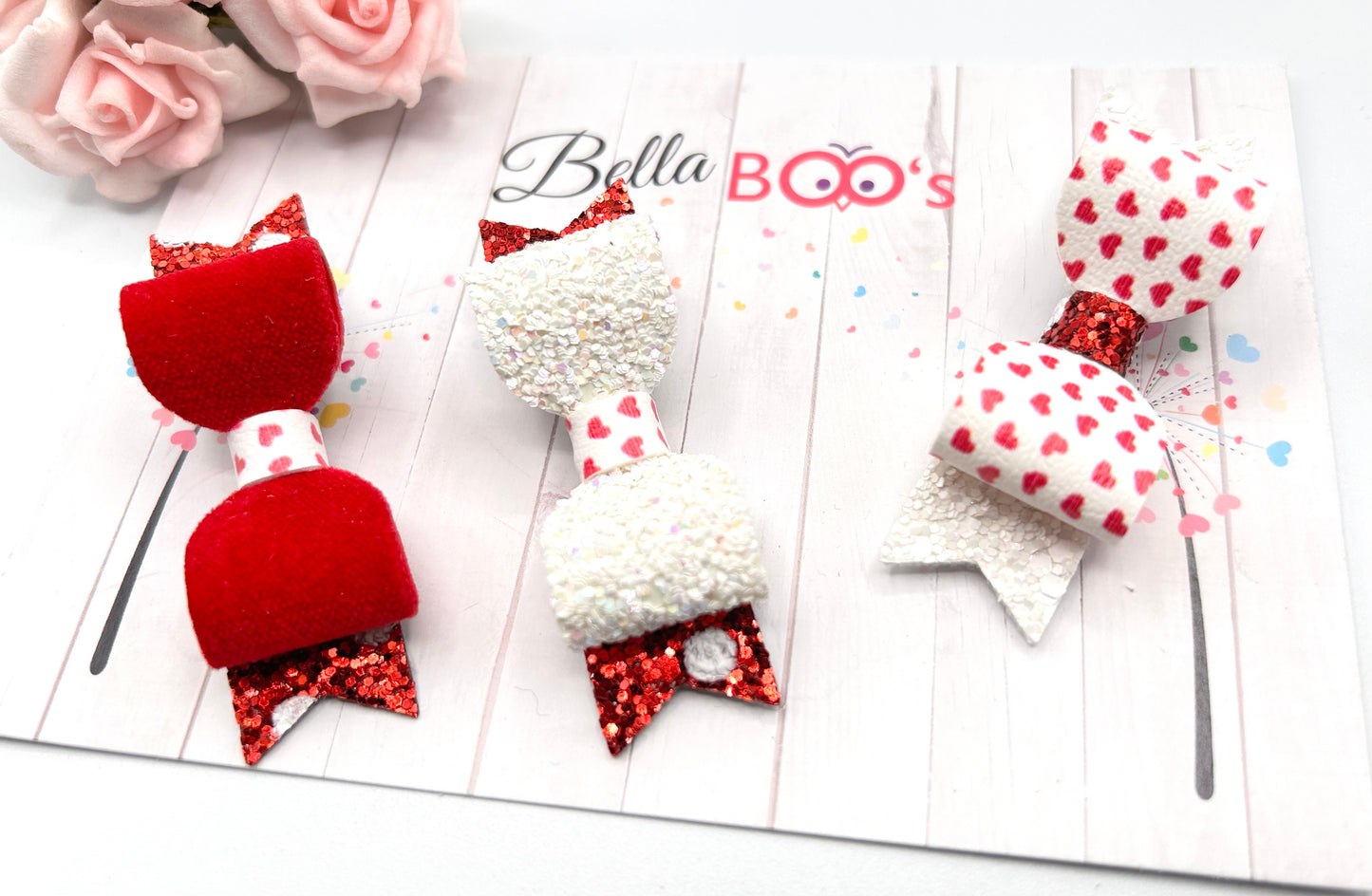 Itsy Bitsy Hair Bow Set - Red Love