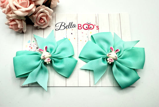 I love You Bunny Ribbon Hair Bow Set