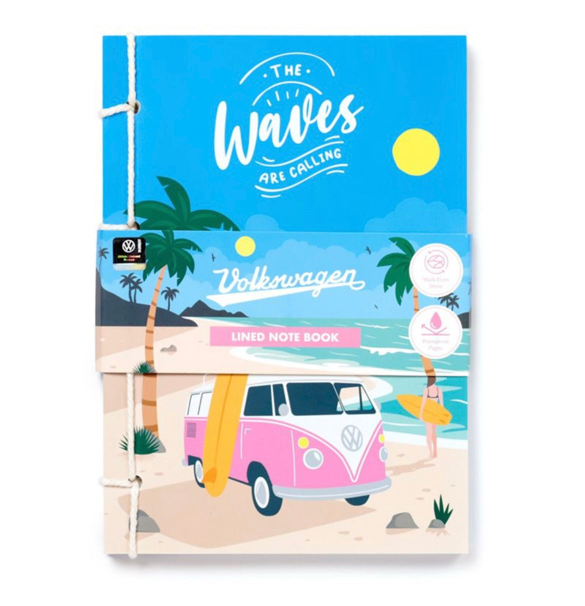 Waves Are Calling Volkswagen VW T1 Camper Bus Stone Paper A5 Notebook