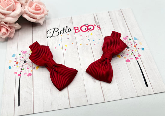 Load image into Gallery viewer, Ribbon Hair Bow Set - Wine Red
