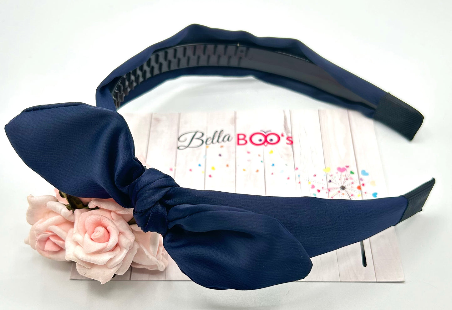 Navy  Knotted Bow Hair Band
