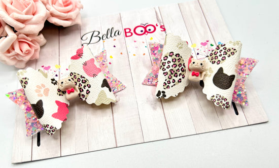 Sweet Kitten Pigtail Hair Bow Set