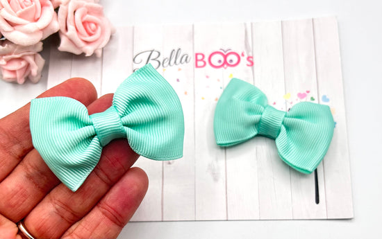 Ribbon Hair Bow Set - Sea Green