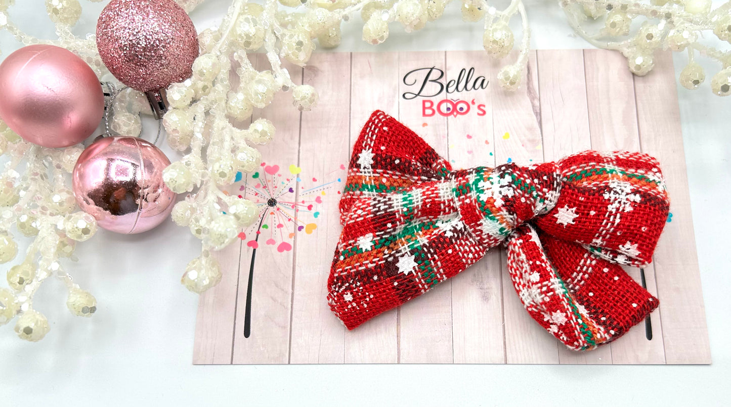 Christmas Tartan Fabric Hair Bow