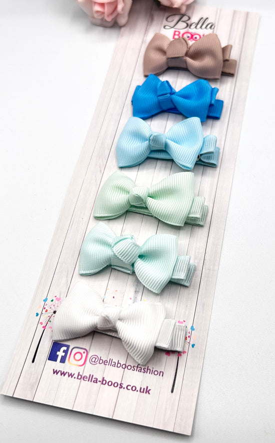 Small Ribbon Hair Bow Clip Set Of 6 - Breeze