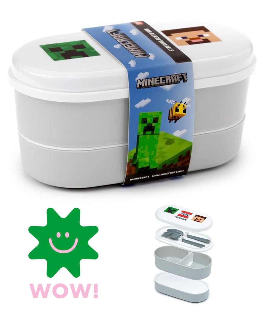 Minecraft Faces Stacked Bento Box Lunch Box with Cutlery Lunch boxes