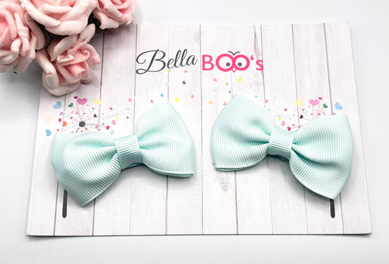 Ribbon Hair Bow Set - Mint