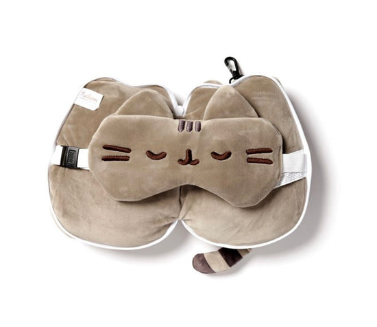 Relaxeazzz Pusheen Cat Shaped Travel Pillow & Eye Mask