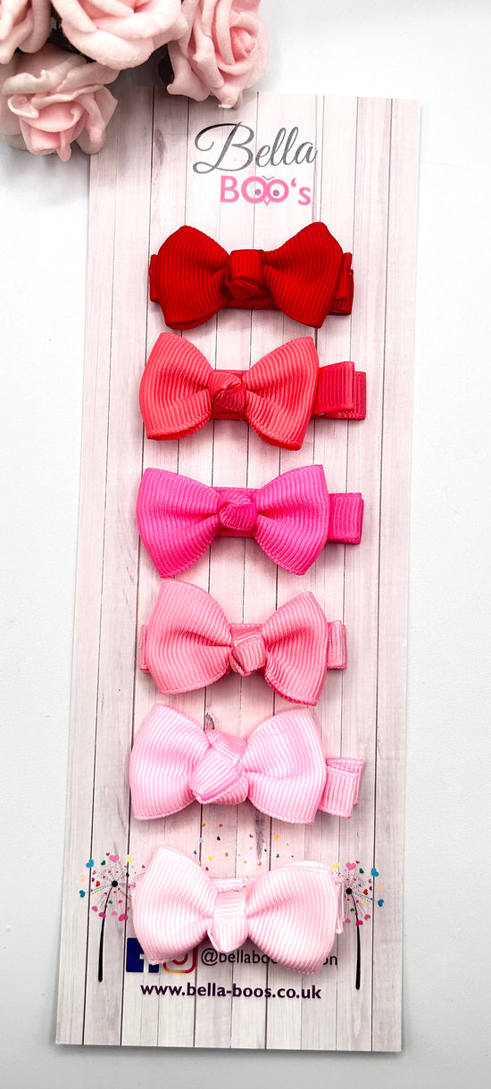 Small Ribbon Hair Bow Clip Set Of 6 - Pinky Pie