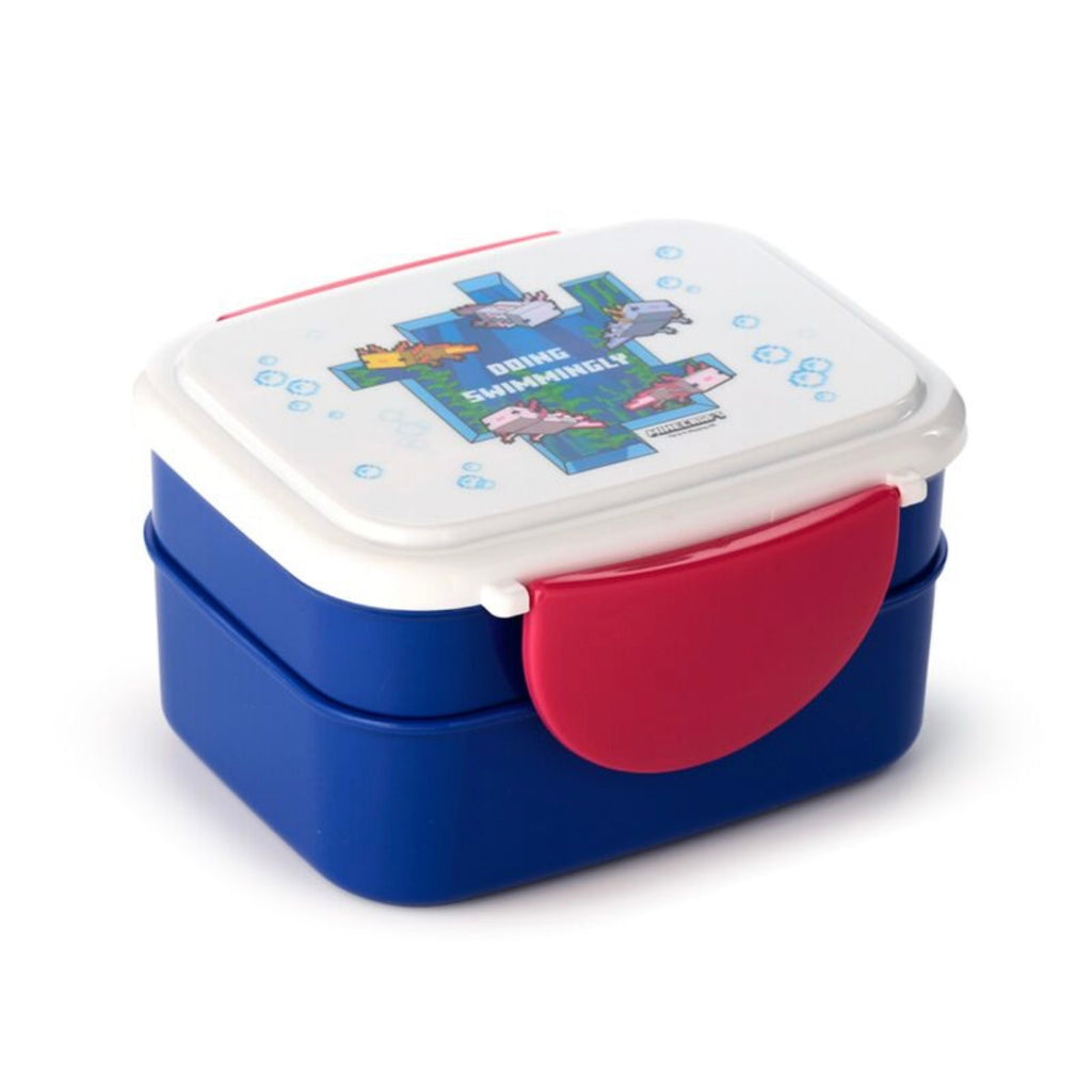 Minecraft Axolotl Clip Lock Stacked Bento Lunch Box with Cutlery Lunch boxes
