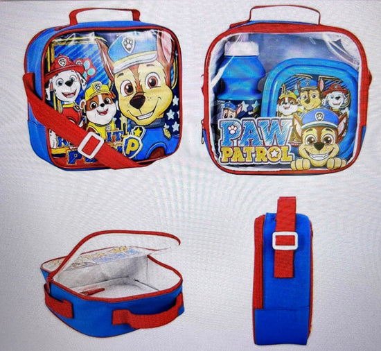 PAW Patrol  3 Piece Lunch Bag, Sandwich Box & Bottle Set for School & Travel