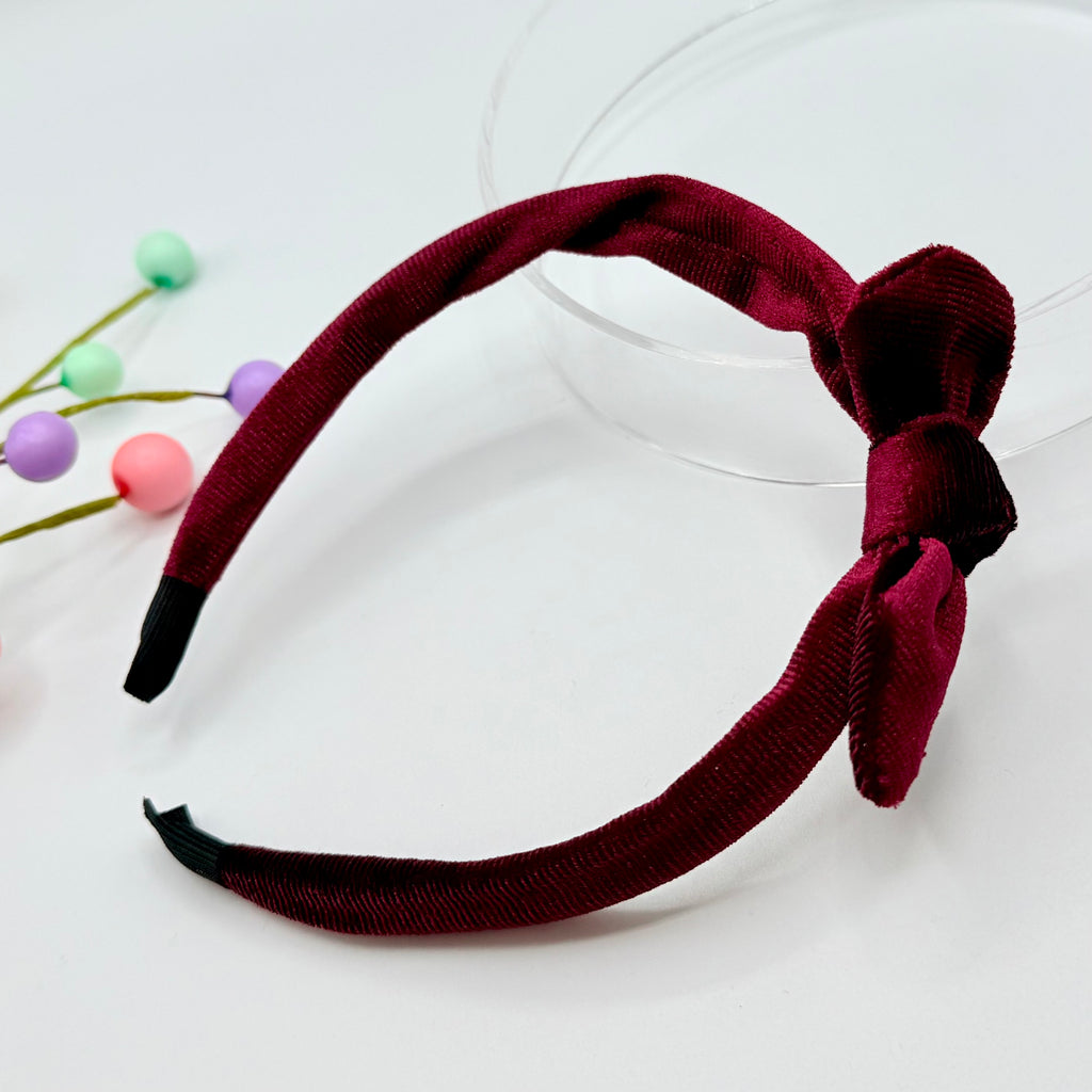 Wine Velour Bow Hair Band Hair bands