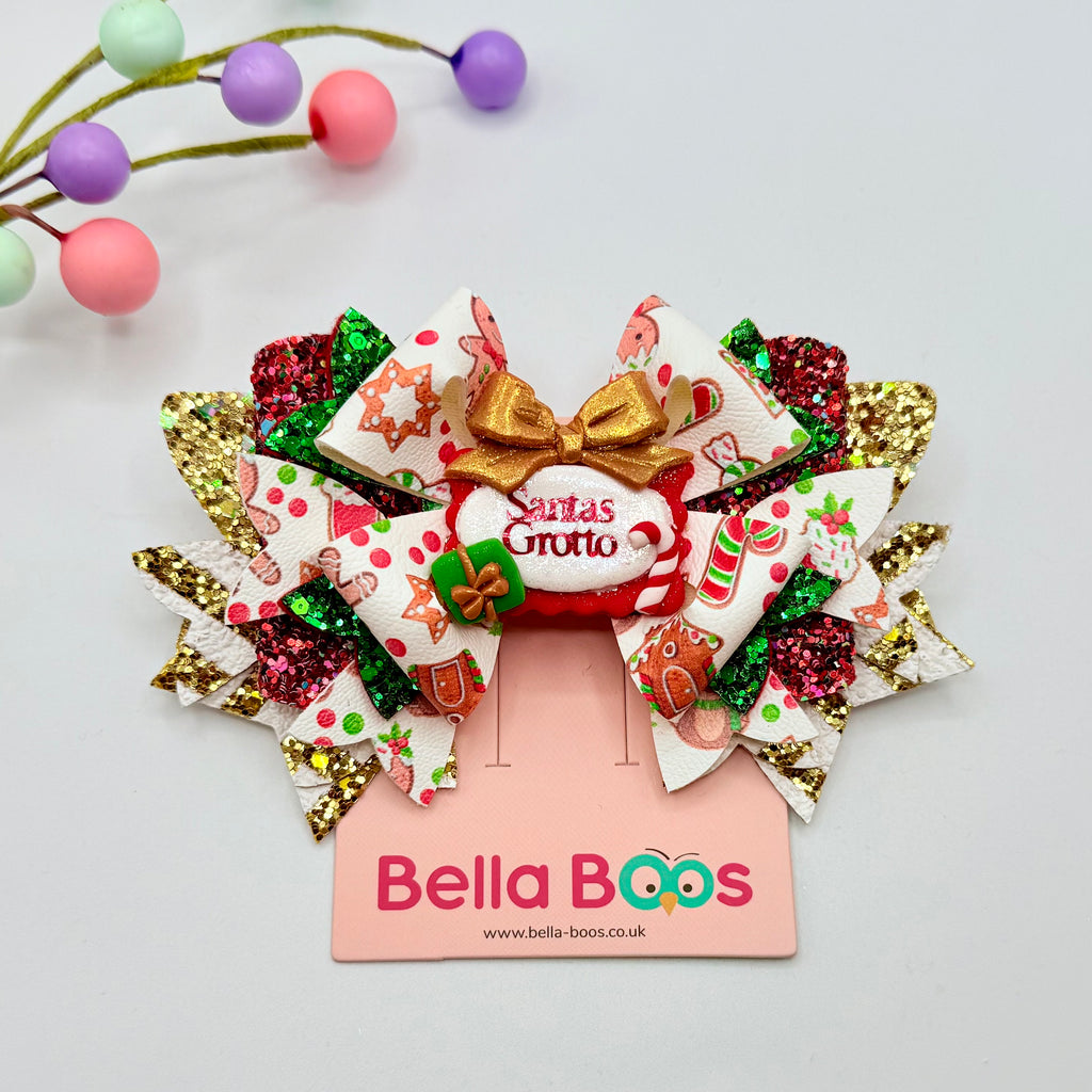 Deluxe Santa's Grotto Hair Bow - Handcrafted Clay Hair Bows
