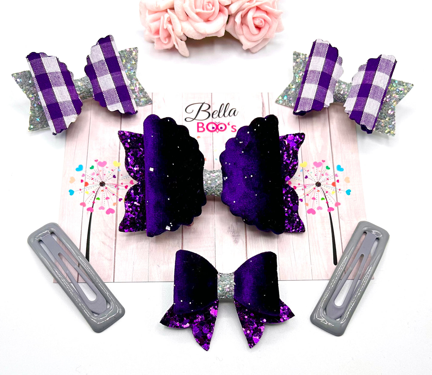 Purple Hair Bow Set