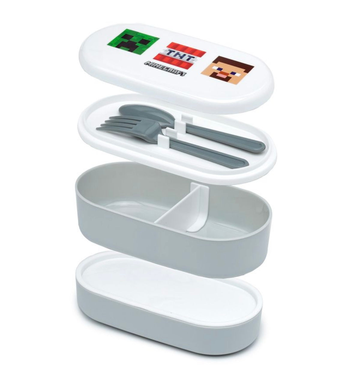 Minecraft Faces Stacked Bento Box Lunch Box with Cutlery