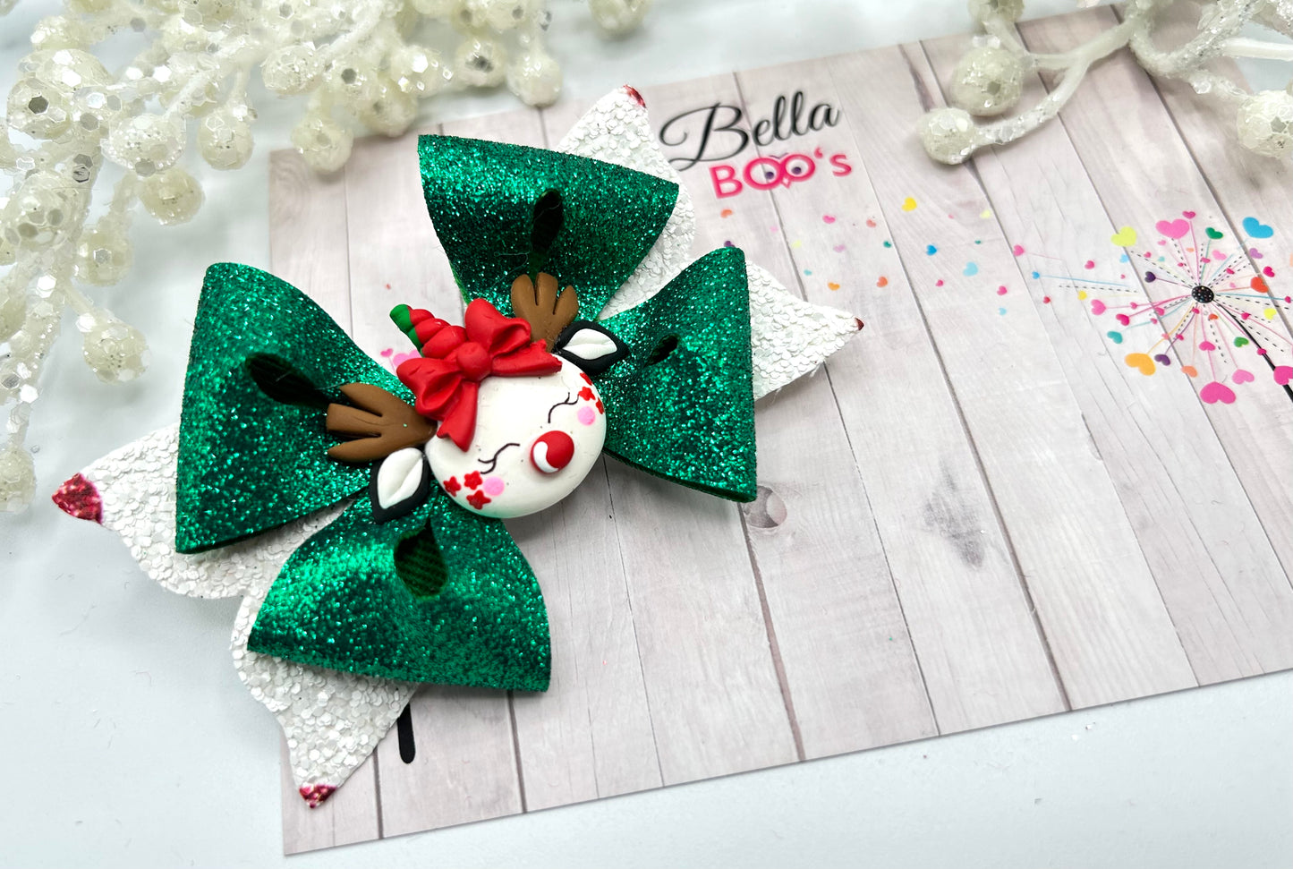 Christmas Unicorn Hair Bow