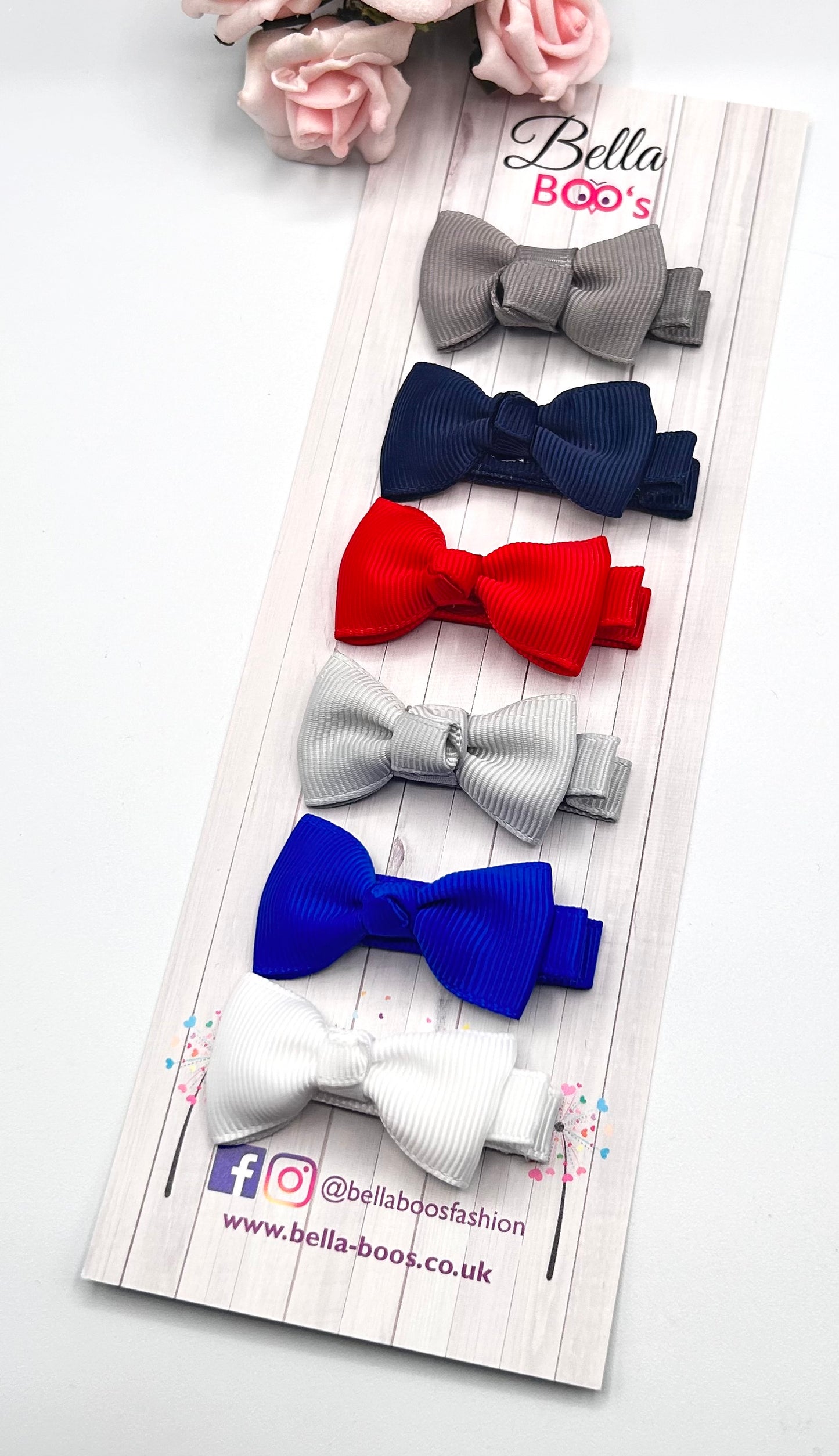 Small Ribbon Hair Clip Set Of 6- Smart