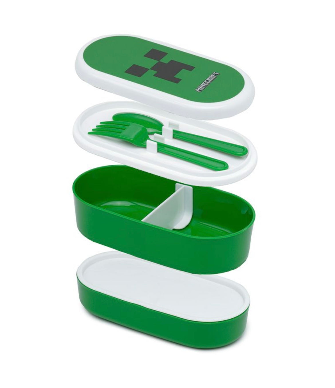 Minecraft Creeper Stacked Bento Box Lunch Box with Cutlery