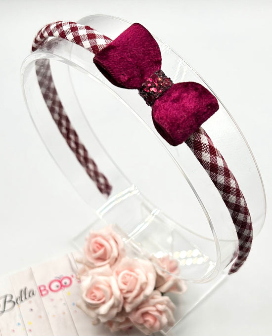 Load image into Gallery viewer, Burgundy Bow Hair Band
