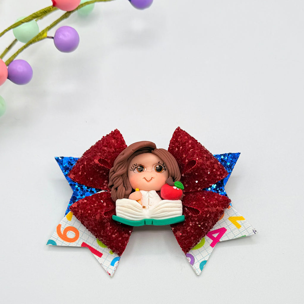 School Girl Hair Bow - Handcrafted Clay - Select Your Hair Colour Hair Bows