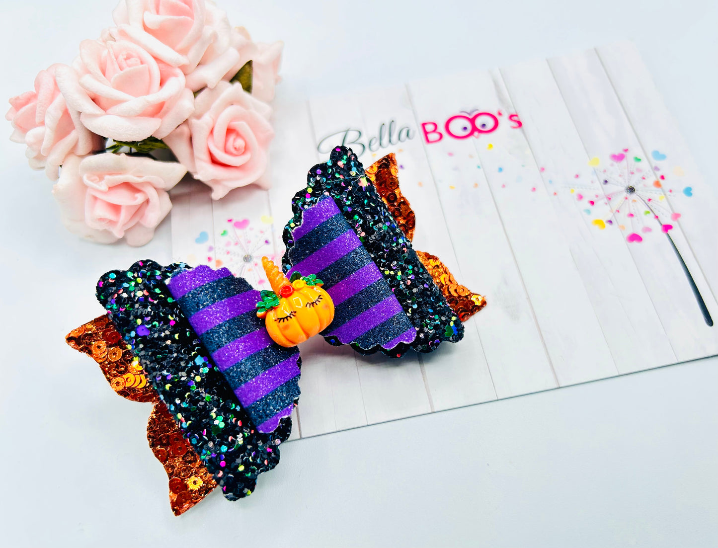 Halloween Unicorn Pumpkin Hair Bow