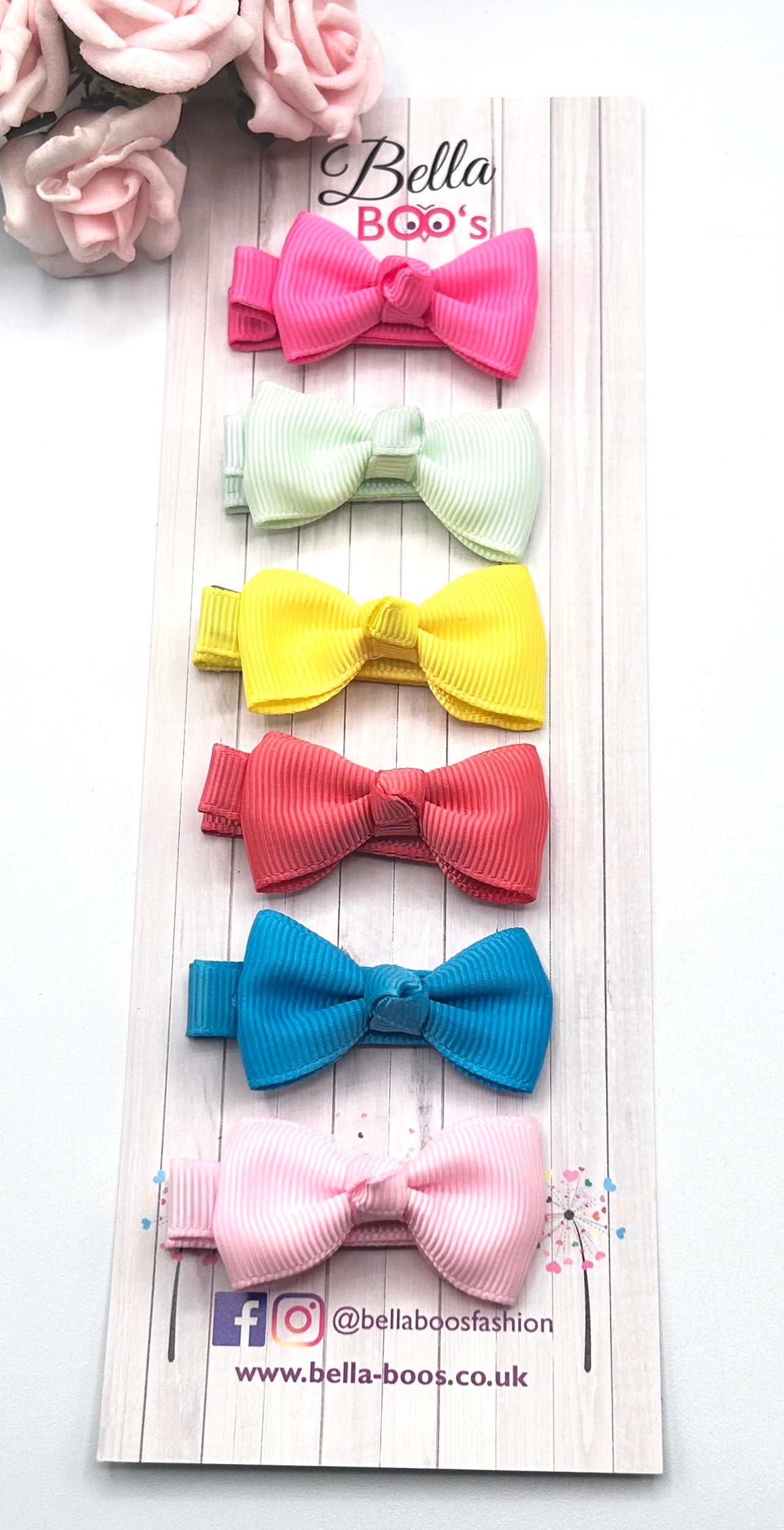 Small Ribbon Hair Bow Clip Set 0f 6 - Set 1