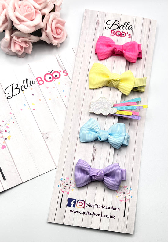 Glitter Cloud Hair Bow Clip Set