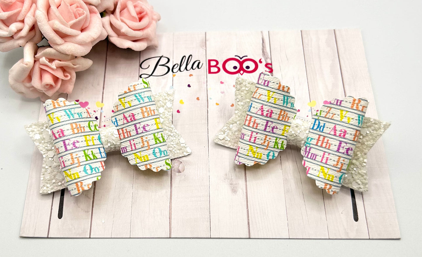 Load image into Gallery viewer, Alphabet Pigtail Hair Bow Set

