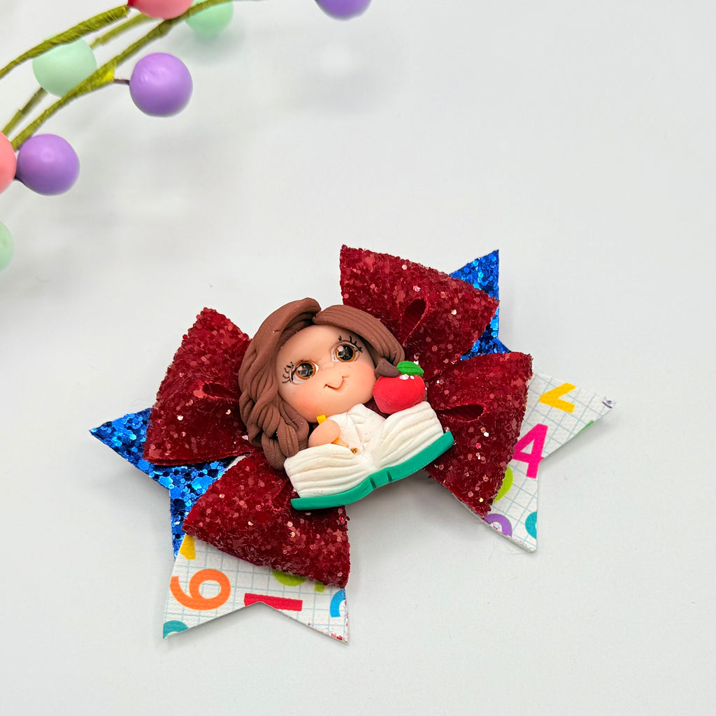 School Girl Hair Bow - Handcrafted Clay - Select Your Hair Colour Hair Bows