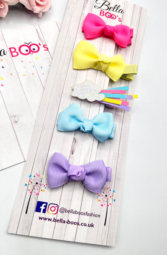 Glitter Cloud Hair Bow Clip Set