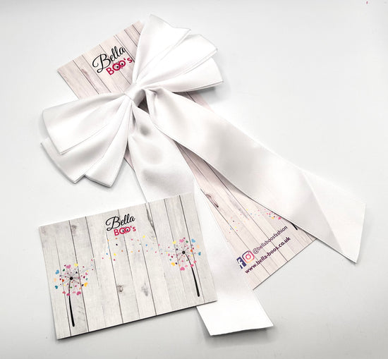 Large White Satin Effect Hair Bow