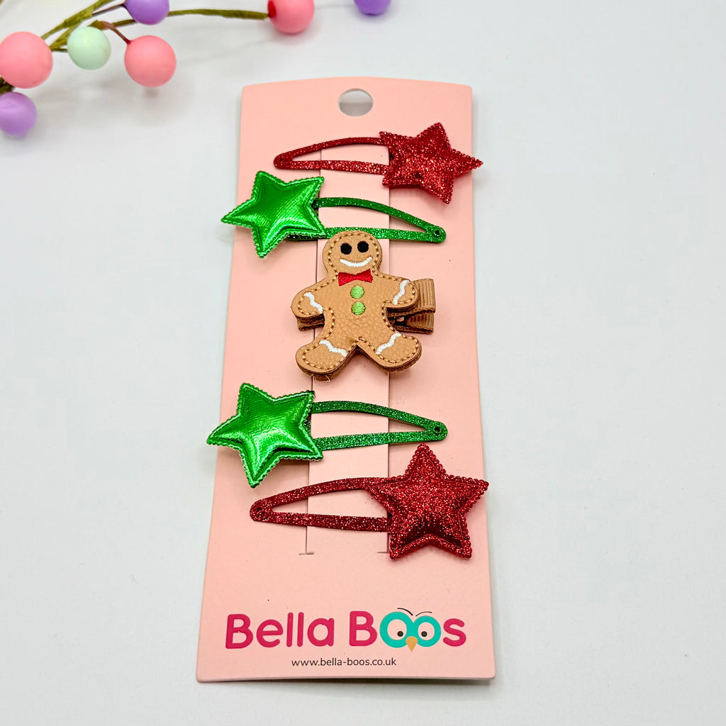 Christmas Hair Clip Set - Gingerbread Hair Clips