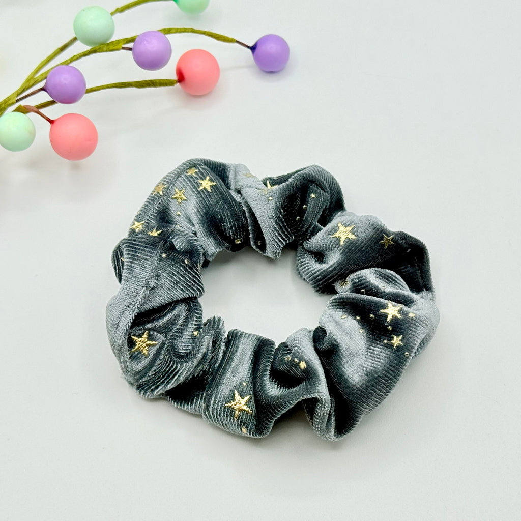 Silver/Grey & Gold Star Hair Scrunchie Hair scrunchies