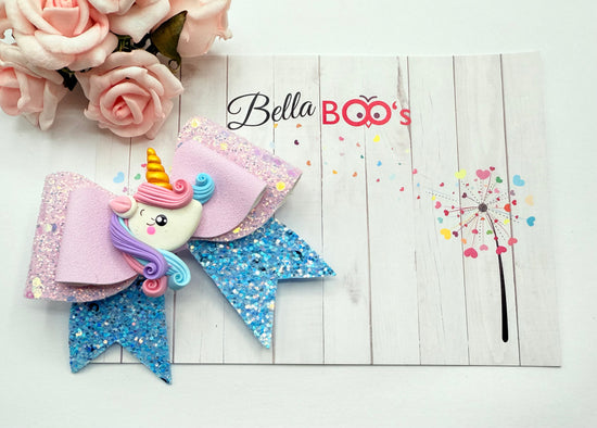 Unicorn Delight Hair Bow- Handcrafted Clay