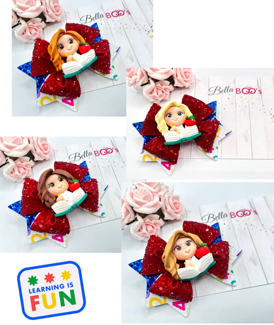 School Girl Hair Bow - Handcrafted Clay - Select Your Hair Colour