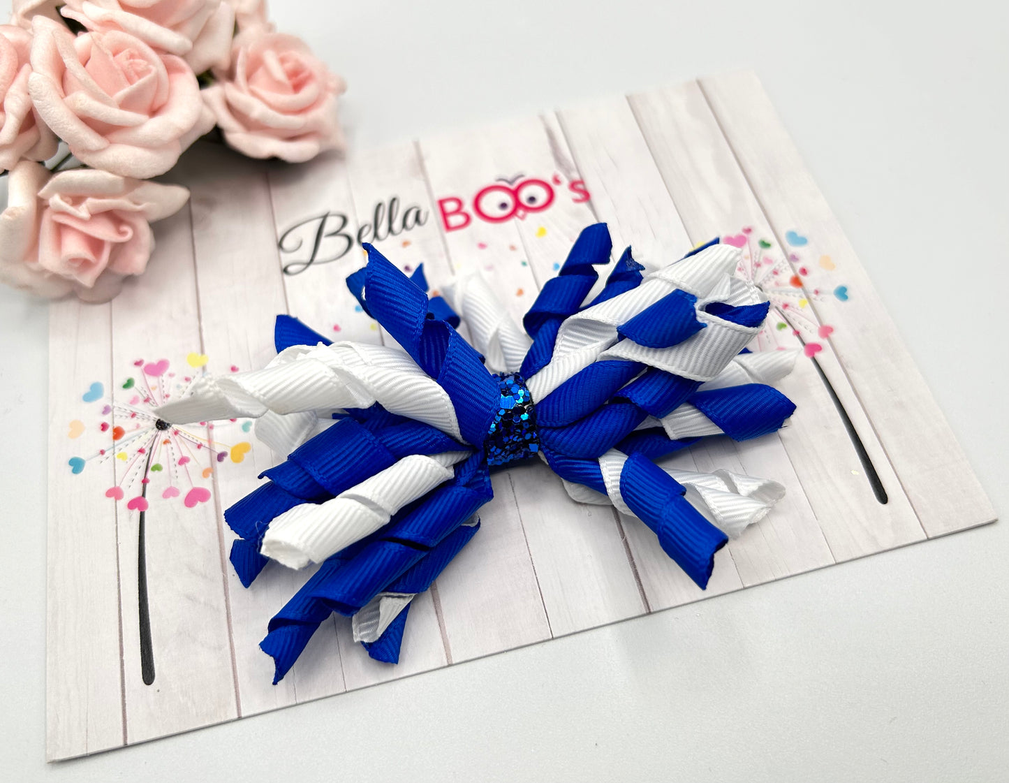 Load image into Gallery viewer, Blue &amp;amp; White Korker Hair Clip
