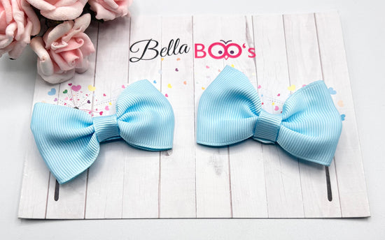 Ribbon Hair Bow Set - Baby Blue