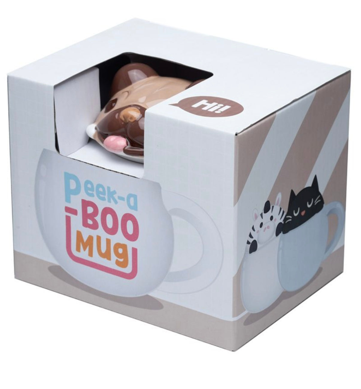 Mopps Pug Peeping Lid Ceramic Lidded Animal Mug