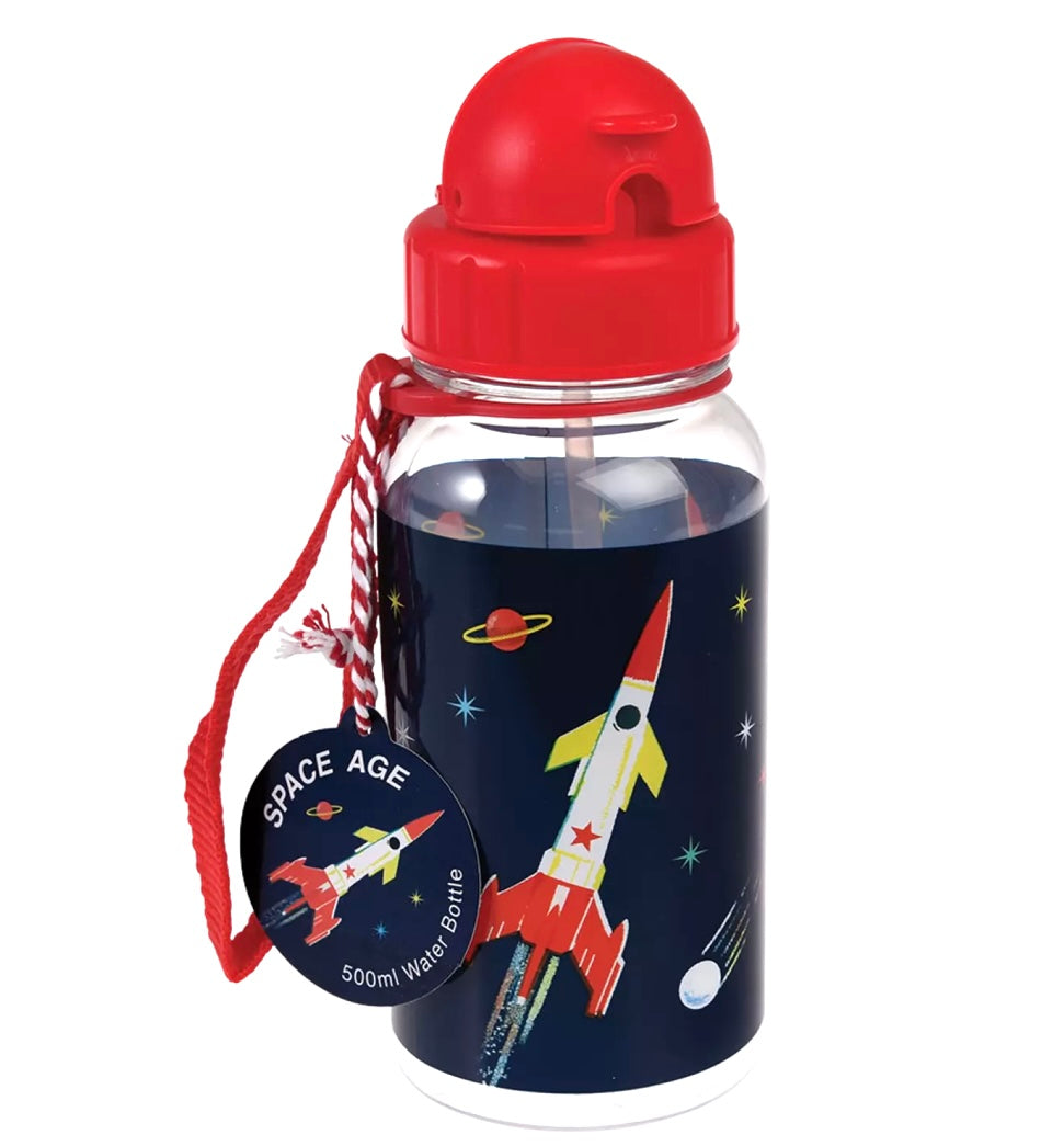 Children's Space water bottle with straw