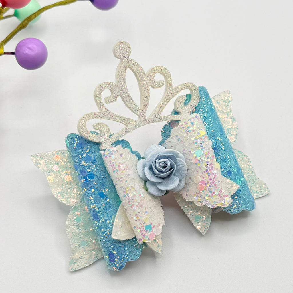 Princess Tiara Hair Bow - Blue Hair Bows